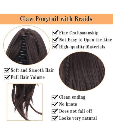 Hair Accessories 12inches Women's Mid-length Hair Ponytail Small Braid Claw Clip Ponytail Extension Long Straight Wig Bun Hair Pieces For Women(4) 12 inch 4 - Buy Online on GoSupps.com