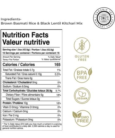 Indian Brown Basmati Rice & Lentil Kitchari Mix Brown Rice Superfood w/ Punch of Protein & Fiber Diet-Friendly Nutritious Rice Khichdi Available in Food Grade Storage Jars (24 oz.) - Buy Online on GoSupps.com