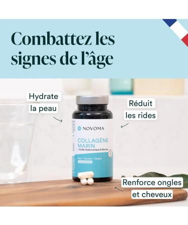 NOVOMA Marine Collagen + Hyaluronic Acid 1000 mg Pure Hydrolyzed Collagen Type 1 & 3 With Vitamin C Zinc and Biotin Skin Beauty Hair & Nails 90 Softgels - Buy Online on GoSupps.com