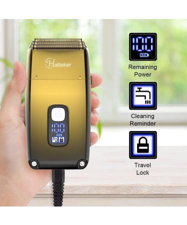Hatteker Triple Blades Shaver Electric Shaver Razor for Men Close Bald Head Barber Shaver Trimmer Waterproof Wet & Dry Cordless Gold - Buy Online on GoSupps.com