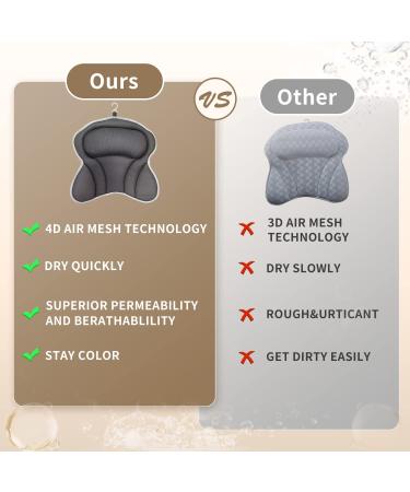 Grey Square Bath Pillow - Ergonomic Neck and Back Support, Quick Dry 4D Mesh Tub Cushion with Suction Cups - Buy Online on GoSupps.com