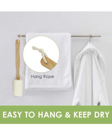 Shellvcase Loofah Back Scrubber on a Stick with Natural Sponge | Exfoliating Body Scrubber for Men & Women | Long Wooden Handle | 2 Pack - Buy Online on GoSupps.com