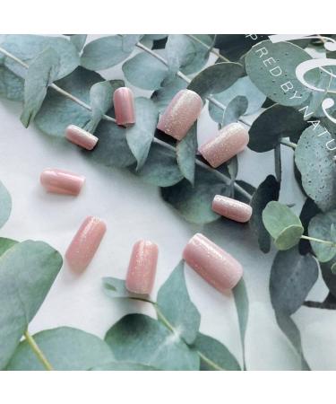 SINLOV Short Square Fake Nails Pink French False Nail Glossy Sequins Full Cover False Nails Press on False Nails for Women and Girls  - Buy Online on GoSupps.com
