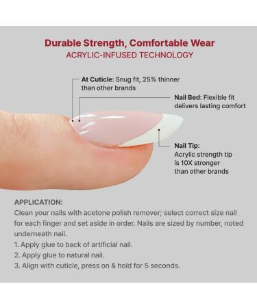 KISS Acrylic French False Nails Kit - Long Square Purple Tip Nails for Easy Application - Ready to Wear Gel & Manicure Included - Buy Online on GoSupps.com