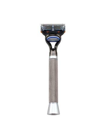 Chrome Metal Anti Slip Handle 5 Blade Manual Razor with Microfin Blade Technology Silver