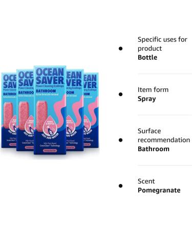 OceanSaver Eco Multi-Surface Bathroom Cleaner - 5x 10ml Refills | Plant-based Formula for Toilet, Sink & Shower | Pomegranate Scent - Cruelty-Free & Plastic-Free - Buy Online on GoSupps.com
