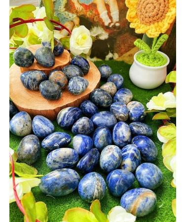 Blue Sodalite Crystal Stones - Natural Irregular Tumbled Stones 100g - Reiki Energy Palm Stones & Decorative Vase Filler - Buy Online on GoSupps.com
