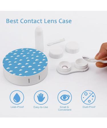Blue Sky With Clouds Round Case For Contact Lens Kit Storage Box with Mirror Printed - Buy Online on GoSupps.com