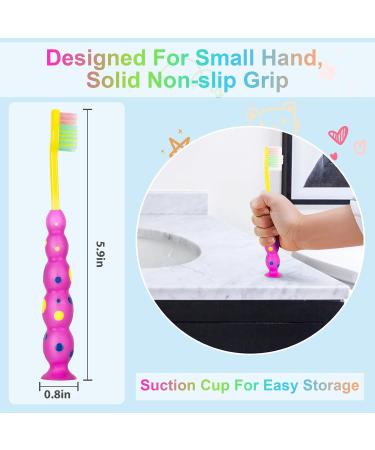 Soft Kids Toothbrushes 4 Pack | Flossing Bristles for Ages 3-10 | Fun Suction Cup Storage | Plaque Remover | Ideal for Boys & Girls - Buy Online on GoSupps.com