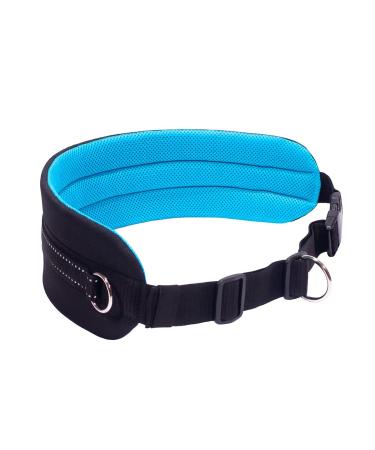 LASALINE Canicross Belt Belly Belt for Dog Leash Dogtrekking Belt in Black Light Blue - Buy Online on GoSupps.com