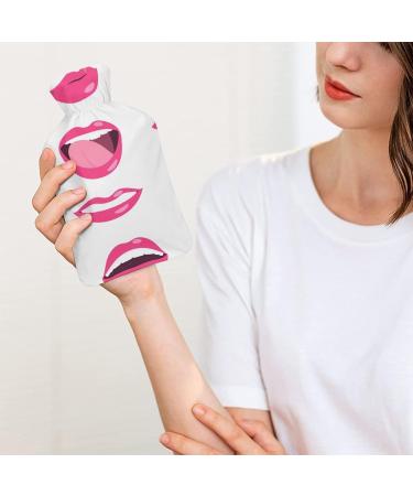 Hot Water Bottle with Lid - Lips Pattern Rubber Bag for Pain Relief Cramps & Foot Warmer | Hot & Cold Therapy - Buy Online on GoSupps.com