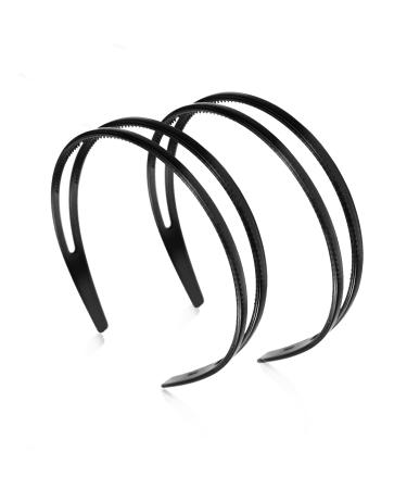 REDANHA 2 Pieces Plastic Headband Double Row Teeth Comb Hair Band Simple and Chic Hair Hoop Non-Slip Hair Accessory for Women Girls Daily Dating Decorations(Black)