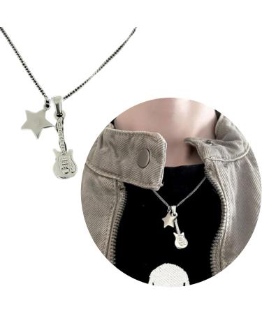 Oralgo Guitar Star Collarbone Chain Necklace | Adjustable Metal Music-Inspired Jewelry for Women - Buy Online on GoSupps.com