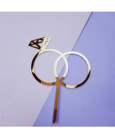 Wedding Cake Topper 2 Pcs Ring Cake Topper for Valentine's Day Engagement Bridal Shower Wedding Party Cake Decor Accessories - Buy Online on GoSupps.com