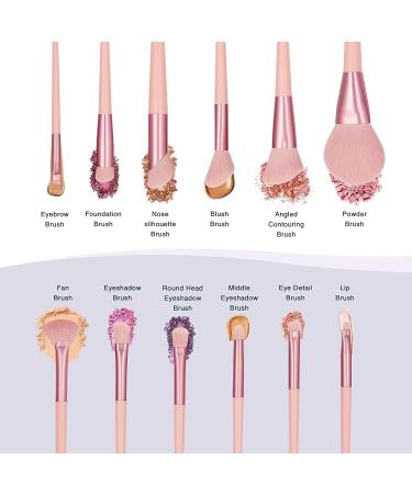Premium Synthetic Pink Makeup Brush Set with Cleaning Mat - 12pcs Kabuki Powder, Blush, Foundation, Concealer, Eye Shadow Brushes | Makeup Tools - Buy Online on GoSupps.com