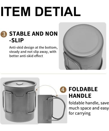 400ml Titanium Coffee Mug with Lid and Folding Handle - Perfect for Camping, Hiking, and Traveling - Buy Online on GoSupps.com