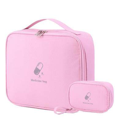 2Stk medication bag Large capacity empty waterproof emergency bag first help bag travel pharmacy bag medicine storage bag for travel home office office (pink)