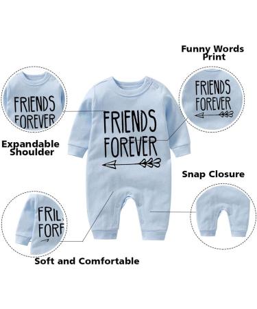 Culbutomind Baby Twins Bodysuit Set - Friends Forever Newborn Romper & Hat, Multicoloured - BFT 9-12 Months - Buy Online on GoSupps.com
