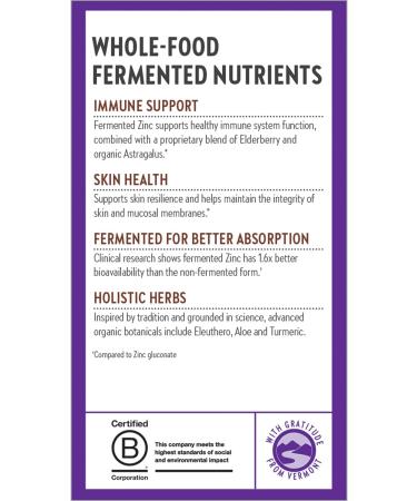 New Chapter Fermented Zinc Complex - 60 Vegetarian Tablets for Immune Support - Buy Online on GoSupps.com
