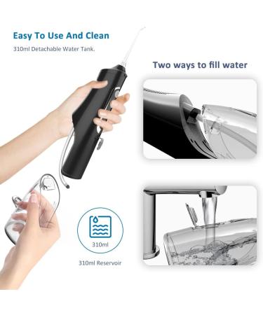 Water Flosser for Advanced Teeth Cleaning - Cordless Oral Care Irrigator with 4 Modes 4 Jet Tips & 310ML Tank - IPX7 Waterproof (Black - Buy Online on GoSupps.com