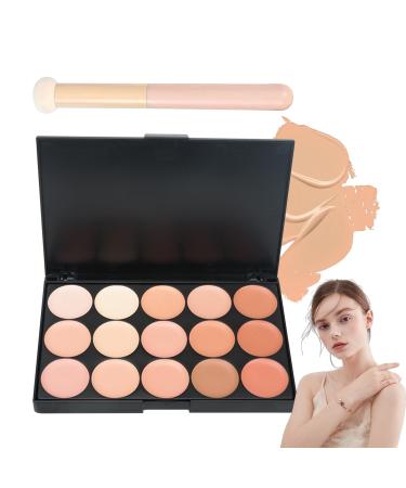 15 Colors Concealer Makeup Palette Color Corrector Cream Contour Makeup Palette Full Coverage Face Contouring Foundation Color Correcting Concealer Palette with Foundation Brush