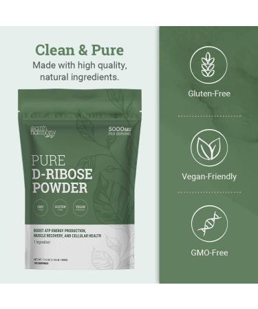 Earth Harmony D-Ribose Powder 5000mg - Great for Exercise Performance Post-Workout and Heart Health - Similar to D Ribose Capsules - 17.6 Oz - Buy Online on GoSupps.com