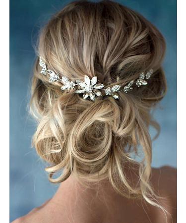 Unsutuo Crystal Bride Wedding Hair Vine - Silver Flower Bridal Headpiece for Women & Girls - Buy Online on GoSupps.com