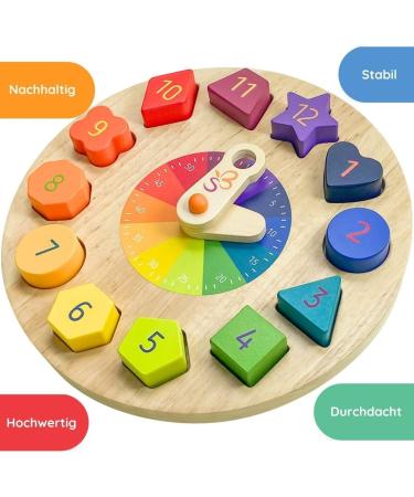 SCHMETTERLINE Kronolino Wooden Learning Clock | Rainbow Colors for Playful Time Learning | Ages 3+ - Buy Online on GoSupps.com