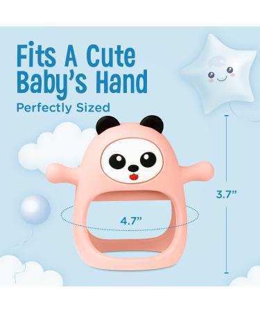 Panda Never Drop Teething Mittens - Baby Teether & Toy for 0-6 Months - Teething Toys for Babies 6-12 Months - Pink - Buy Online on GoSupps.com