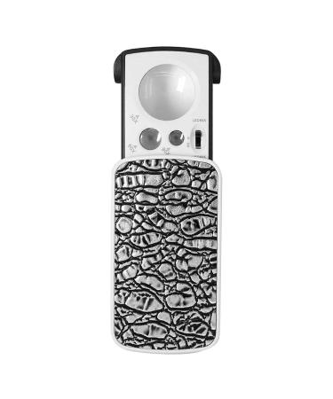 30X 60X 90X Pockets Magnifying Magnifier Jeweler Eye Glass Loupe Loop with LED Light Multifunctional Magnifier (Color : Black) (Silver)