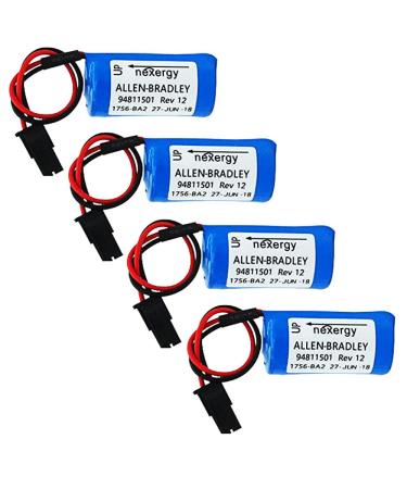 4-Pack 3V 1756-BA2 BR2/3A-AB PLC Battery 1800mAh Replacement for Allen Bradley Non-Rechargeable