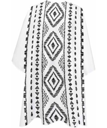 Black White Boho Barber Cape - Adjustable Hair Cutting Cape for All Ages | Southwest Geometric Stripes | 55x63 Inch Styling Accessory - Buy Online on GoSupps.com