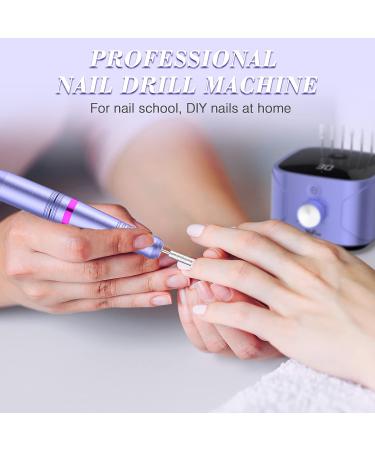YaFex Electric Nail Drill Machine - 30000RPM Professional Efile Nail File for Acrylic Nails - LED Display, Shaping, Buffing, Gel Nail Removal - Purple - Buy Online on GoSupps.com
