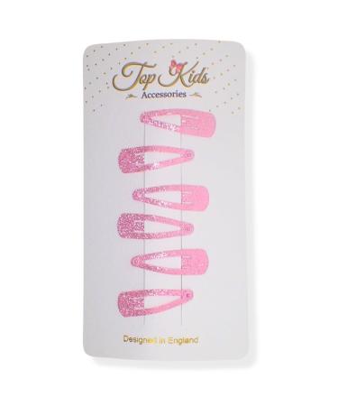 Topkids Accessories Baby Girls Hair Clips Glitter Small Mini Snap Hair Clip Bendies Sleepies Little Girls Babies Tiny Clips 3cm / 1.2" (6pc Pink)