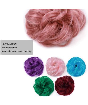 Silk-Co Hair Part with Rubber Band | Wavy Soft Bun Hair Extensions - Dark Pink Curls 35g for Thickening Messy Updos - Buy Online on GoSupps.com