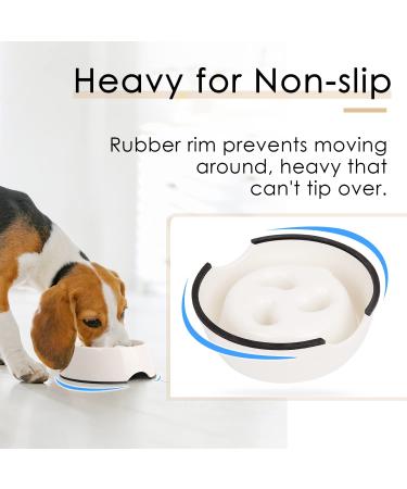 Super Design Slow Feeder Pet Bowl - Anti-Gulping Habit Maker for Dogs and Cats - Non-Slip, Ideal for Dry Wet Raw Food - Small to Large Breeds - Round Cream White Cup - Buy Online on GoSupps.com