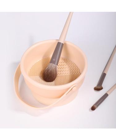 MSQ 3-in-1 Makeup Brush Cleaner & Silicone Holder - Clean & Dry Brushes & Sponges (Purple/Orange) | International Shipping - Buy Online on GoSupps.com