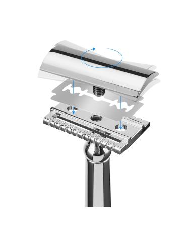CSB Classic Double Edge Safety Razor - Reusable Chrome DE Razor for Men & Women | 10 Blades Included - Eco-Friendly Shaving Solution - Buy Online on GoSupps.com