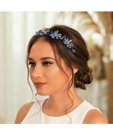 IYOU Sparkly Crystal Headbands Navy Blue Rhinestone Hair Band Vintage Party Prom Hair Accessories for Women - Buy Online on GoSupps.com