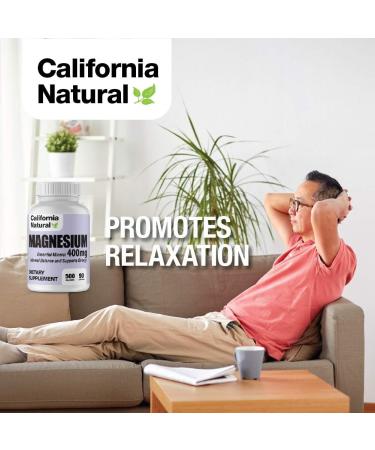 California Natural Magnesium 400mg - Citrate & Oxide Complex for Keto Support - Healthy Muscles, Bones & Energy - Mineral Balance & Calming Effect - 90 Capsules - Buy Online on GoSupps.com