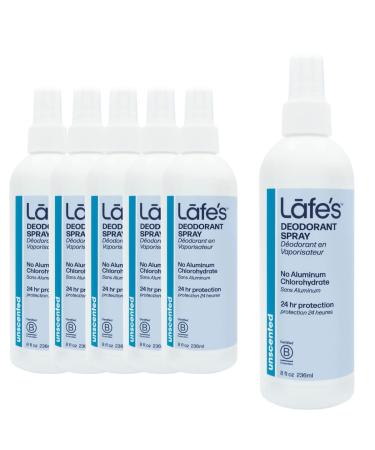 Lafe's Natural Deodorant | Unscented Aluminum Free Natural Deodorant Spray | Vegan & Baking Soda Free with 24-Hour Protection; 6 Pack (8 oz each)