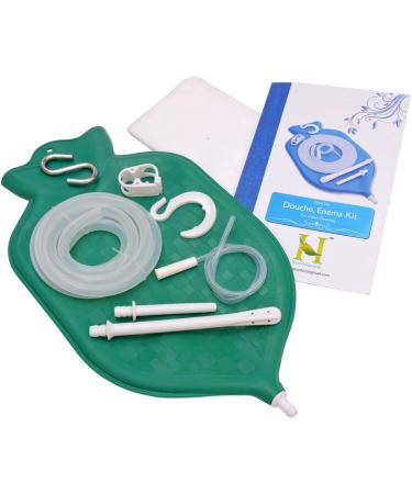 Enema Bag Kit for Colon Cleansing | Platinum Cured Silicone Hose - 2 Quart Green - Buy Online on GoSupps.com