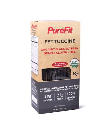 PureFit - Black bean Fettuccine pasta, High Protein Pasta, Plant Based, Low Carb Pasta, Keto Friendly, Gluten-Free, Vegan, Non-GMO, Kosher, Organic Bean Noodles, 1 Box (8 Oz, 4 Servings) Black Soybean 8 oz (Pack of 1)