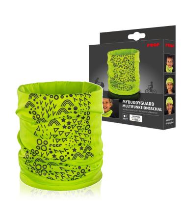 reer MyBuddyGuard multifunctional scarf for children fluorescent yellow with reflective print tube scarf