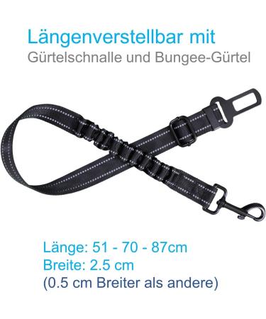 Easeria Premium Dog Car Safety Belt - Adjustable Elastic Dog Seatbelt for Small & Medium Dogs (50-70-87cm) - 2 Pieces in Black - Buy Online on GoSupps.com