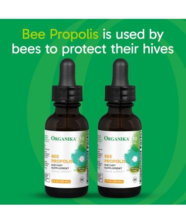 Organika Bee Propolis Tincture 1 oz x 2 Pack: Clean and Vegan Propolis Extract for Immune Defenses Throat and Breath - Free of Gluten GMO & Artificial Flavors - 20 Day Prop Drops Supply 1 Fl Oz (Pack of 2) - Buy Online on GoSupps.com