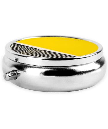 Mustard Yellow & Black Mini Round Pill Box | 3 Compartment Travel Organizer | Portable Medicine Case for Home & Office - Buy Online on GoSupps.com