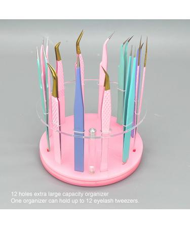 Acrylic Eyelash Tweezers Stand Holder 12 Holes Rotatable Design Organized Storage for Extension Tools (Terrazzo Pattern Color) - Buy Online on GoSupps.com