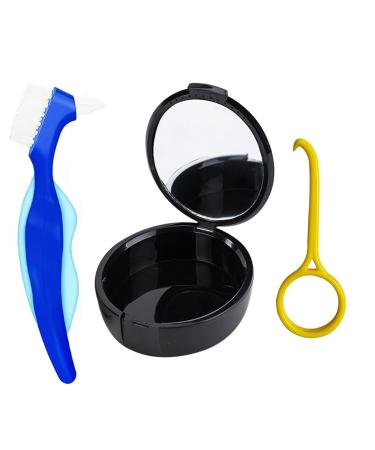 Denture Box Aligner Removal Tool Retainer Box Retiner Container Partial Tooth Box Dental Bracket Box Hard Denture Brush Denture Cleaning Set Dentures Cleaning Case With Denture Brush