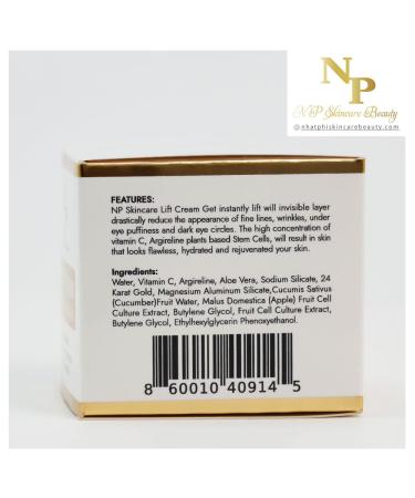 NP Skincare Instant Lift Cream - Vitamin C Argireline & Plant Stem Cells for Youthful Skin | Reduces Wrinkles Puffiness & Dark Circles - 50g - Buy Online on GoSupps.com